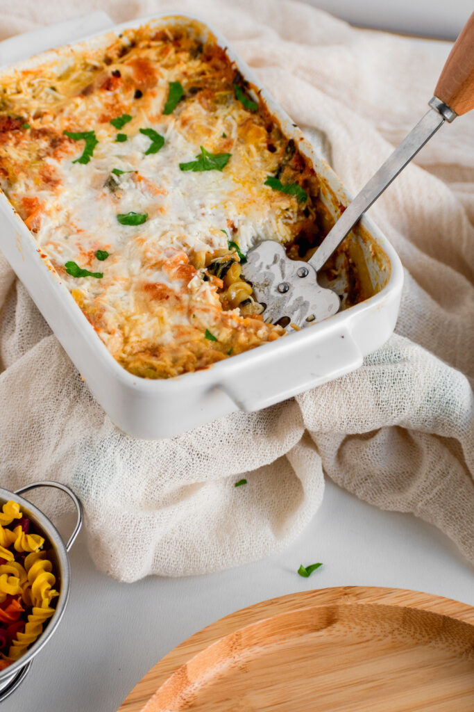 vegetable baked pasta with sweet potato